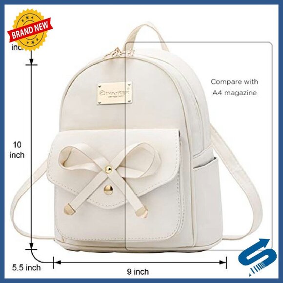Mini PU Leather Backpack with Bowknot, Adjustable Straps, Multi-Pocket Design main image 7
